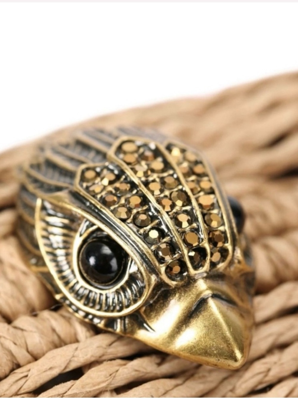 Kurt Geiger Beige Woven Owl-Accented Clutch